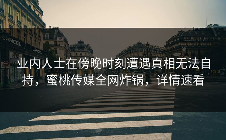 业内人士在傍晚时刻遭遇真相无法自持，蜜桃传媒全网炸锅，详情速看