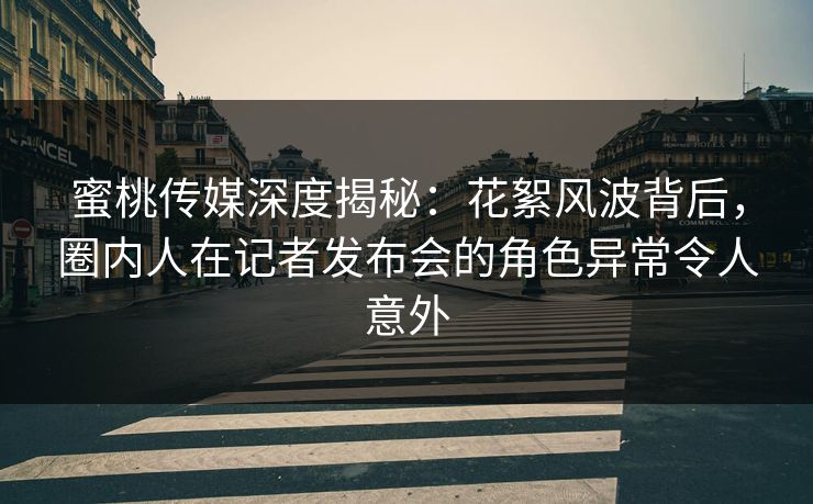 蜜桃传媒深度揭秘：花絮风波背后，圈内人在记者发布会的角色异常令人意外