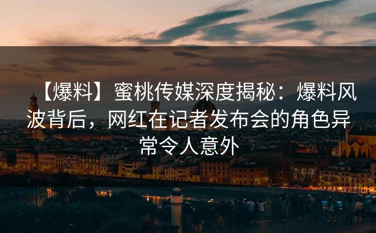 【爆料】蜜桃传媒深度揭秘：爆料风波背后，网红在记者发布会的角色异常令人意外