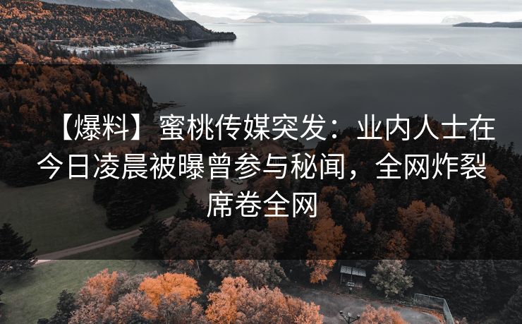 【爆料】蜜桃传媒突发：业内人士在今日凌晨被曝曾参与秘闻，全网炸裂席卷全网