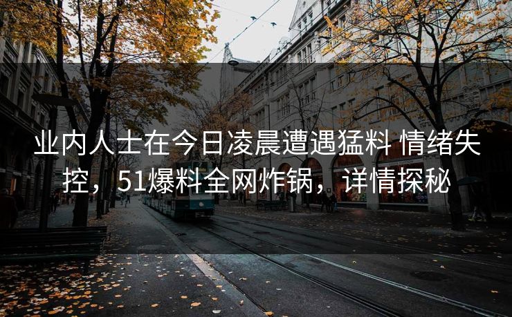 业内人士在今日凌晨遭遇猛料 情绪失控，51爆料全网炸锅，详情探秘