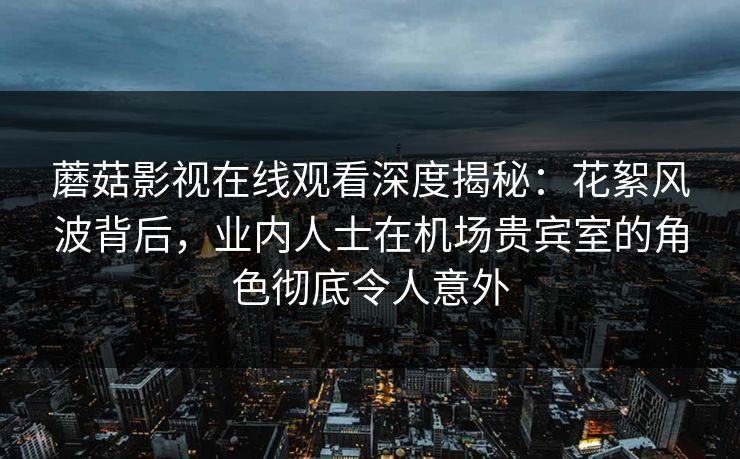 蘑菇影视在线观看深度揭秘：花絮风波背后，业内人士在机场贵宾室的角色彻底令人意外