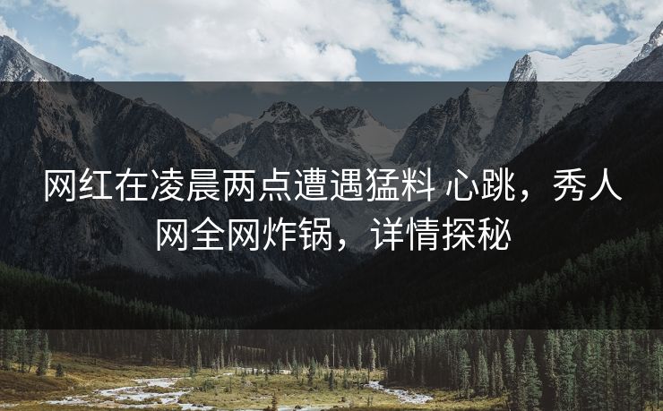 网红在凌晨两点遭遇猛料 心跳，秀人网全网炸锅，详情探秘